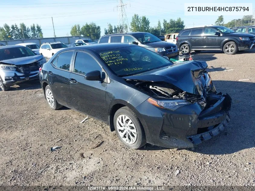 2017 Toyota Corolla Le VIN: 2T1BURHE4HC875794 Lot: 12083774