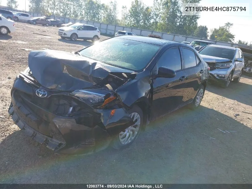 2017 Toyota Corolla Le VIN: 2T1BURHE4HC875794 Lot: 12083774