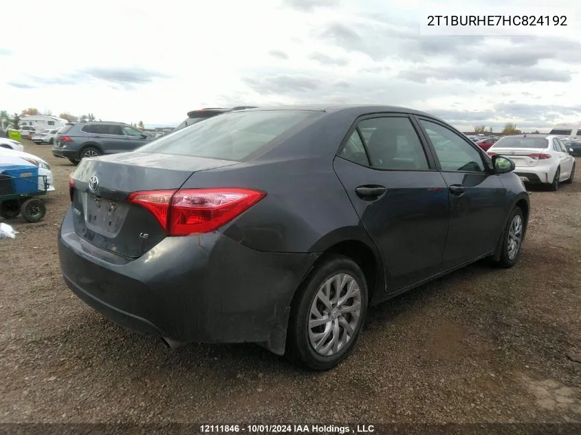 2017 Toyota Corolla L/Le/Xle/Se/Xse VIN: 2T1BURHE7HC824192 Lot: 12111846