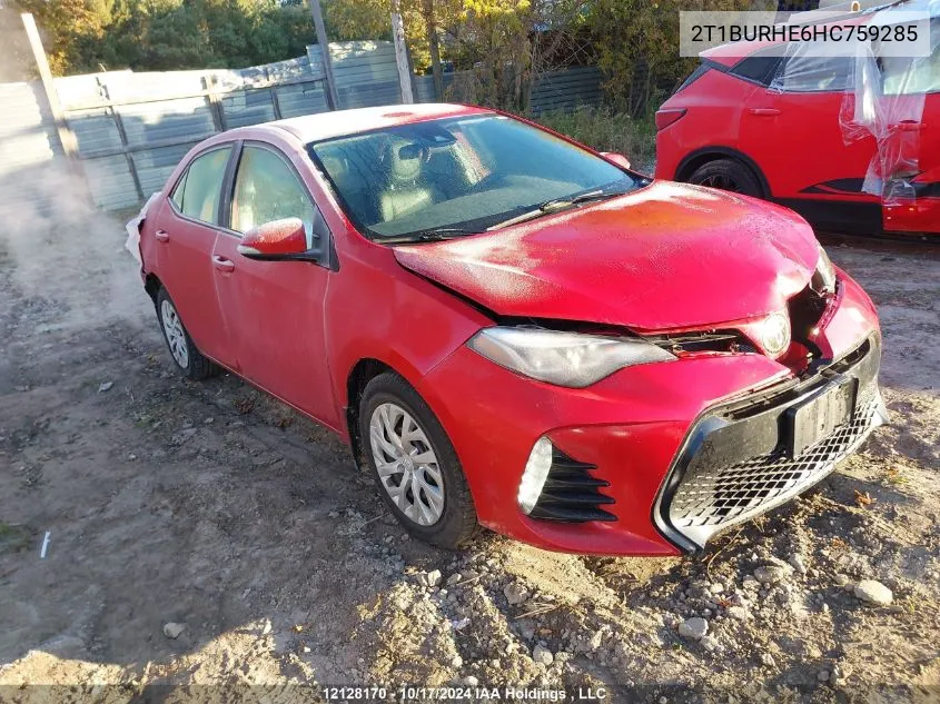 2017 Toyota Corolla Se VIN: 2T1BURHE6HC759285 Lot: 12128170