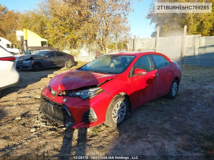 2017 Toyota Corolla Se VIN: 2T1BURHE6HC759285 Lot: 12128170