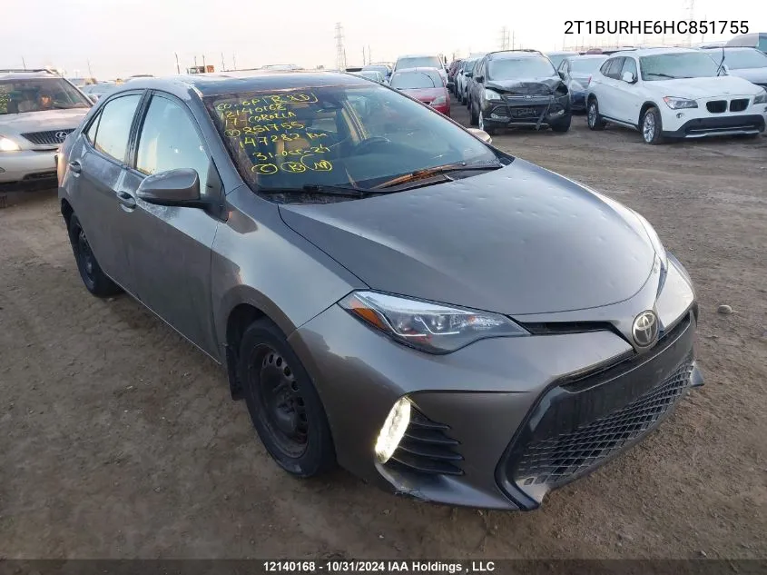 2017 Toyota Corolla L/Le/Xle/Se/Xse VIN: 2T1BURHE6HC851755 Lot: 12140168