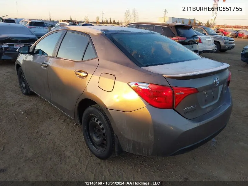 2017 Toyota Corolla L/Le/Xle/Se/Xse VIN: 2T1BURHE6HC851755 Lot: 12140168