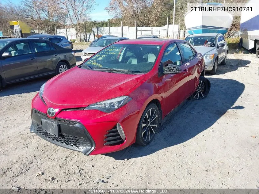 2017 Toyota Corolla Se VIN: 2T1BURHE7HC910781 Lot: 12148560