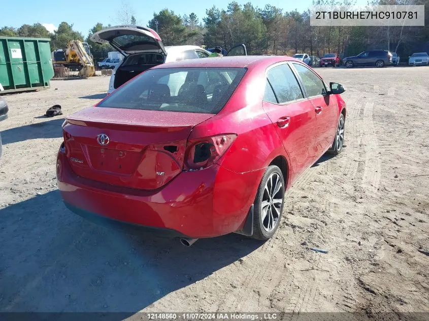 2017 Toyota Corolla Se VIN: 2T1BURHE7HC910781 Lot: 12148560