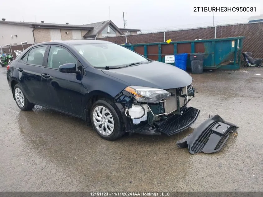 2017 Toyota Corolla VIN: 2T1BURHE3HC950081 Lot: 12151123