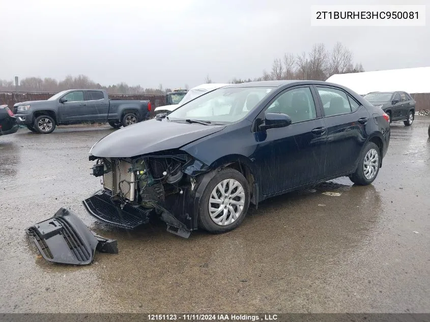 2017 Toyota Corolla VIN: 2T1BURHE3HC950081 Lot: 12151123