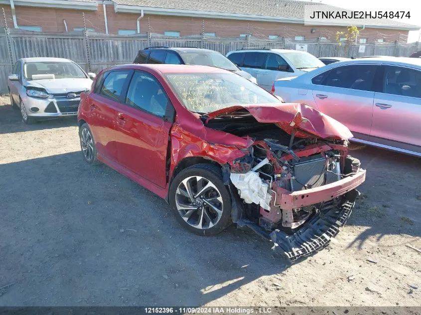 2017 Toyota Corolla Im VIN: JTNKARJE2HJ548474 Lot: 12152396