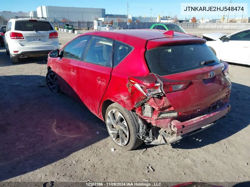 2017 Toyota Corolla Im VIN: JTNKARJE2HJ548474 Lot: 12152396