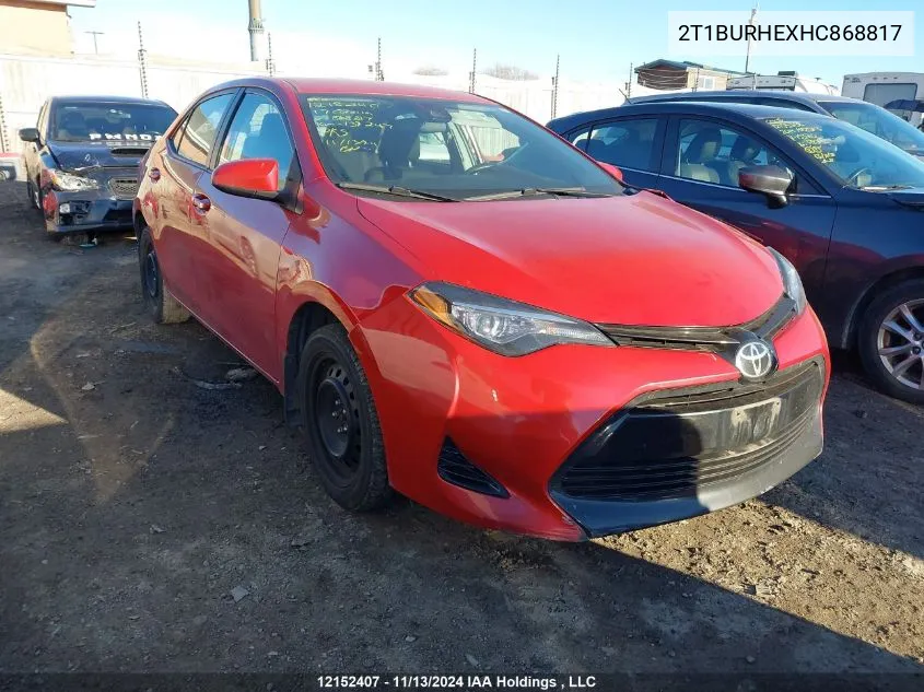 2017 Toyota Corolla VIN: 2T1BURHEXHC868817 Lot: 12152407