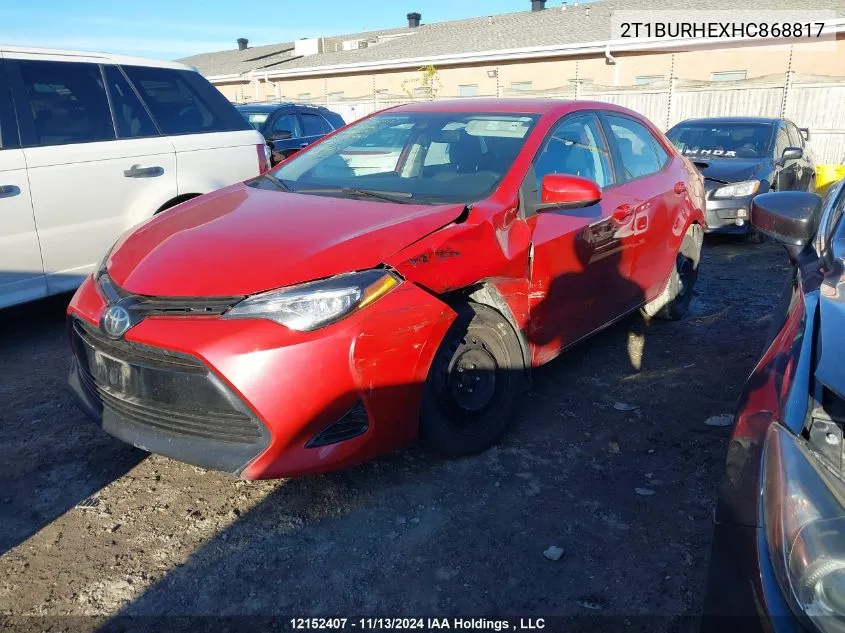 2017 Toyota Corolla VIN: 2T1BURHEXHC868817 Lot: 12152407