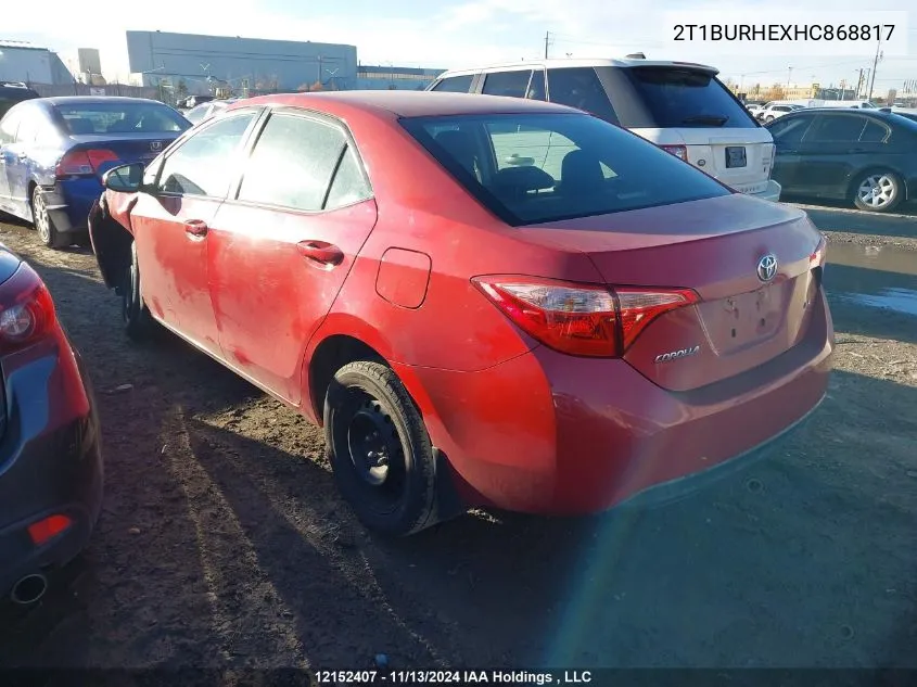 2017 Toyota Corolla VIN: 2T1BURHEXHC868817 Lot: 12152407