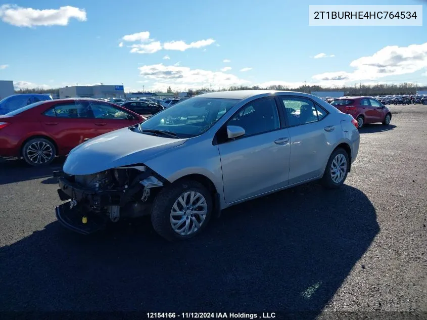 2017 Toyota Corolla VIN: 2T1BURHE4HC764534 Lot: 12154166