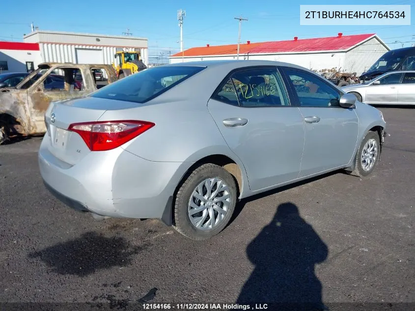 2017 Toyota Corolla VIN: 2T1BURHE4HC764534 Lot: 12154166