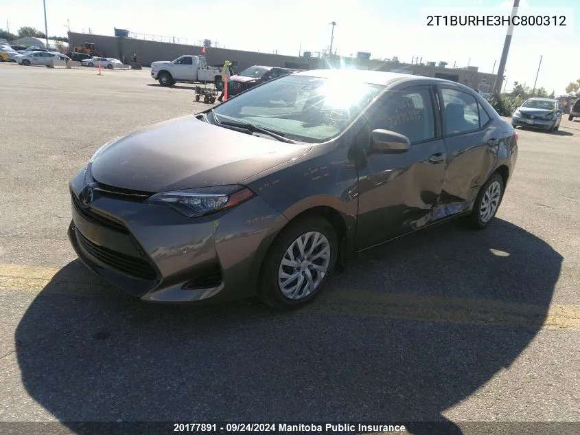 2T1BURHE3HC800312 2017 Toyota Corolla Le