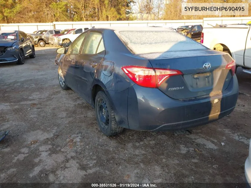 2017 Toyota Corolla Le VIN: 5YFBURHE0HP690495 Lot: 38531526