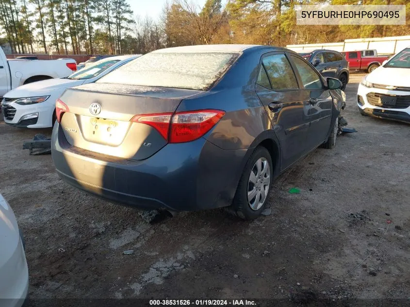 2017 Toyota Corolla Le VIN: 5YFBURHE0HP690495 Lot: 38531526