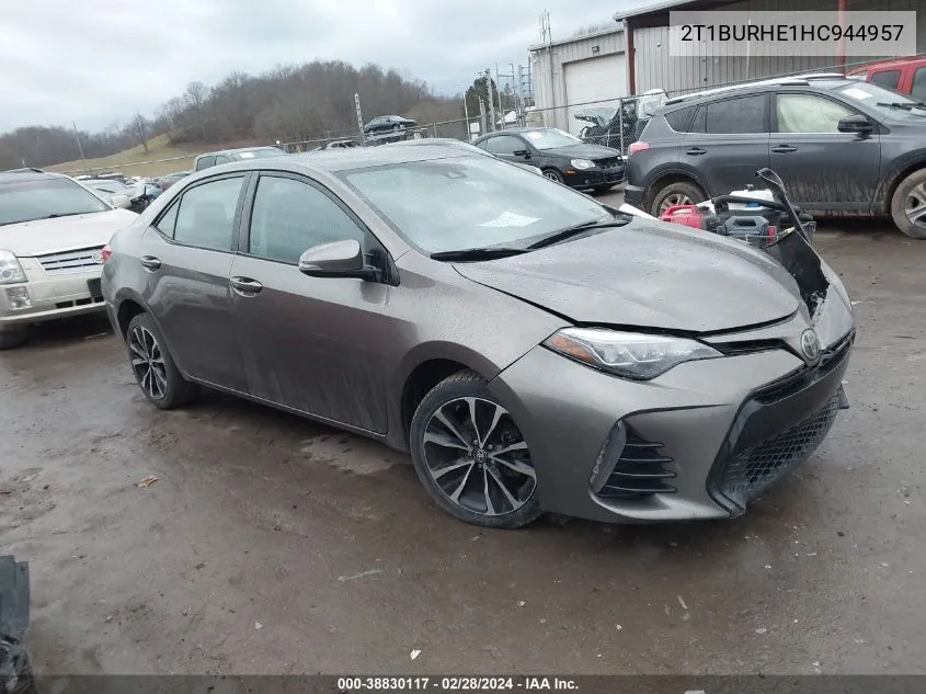 2017 Toyota Corolla Se VIN: 2T1BURHE1HC944957 Lot: 38830117