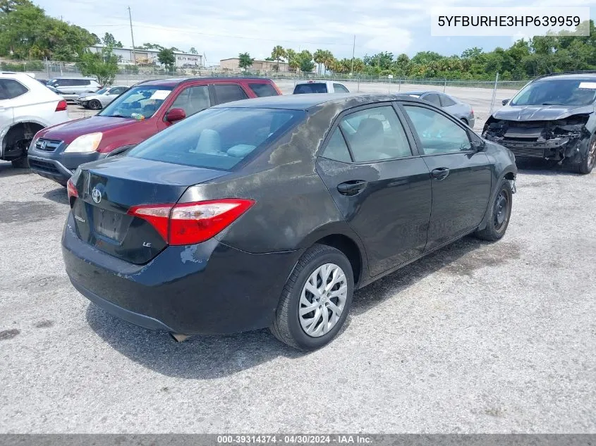 5YFBURHE3HP639959 2017 Toyota Corolla Le