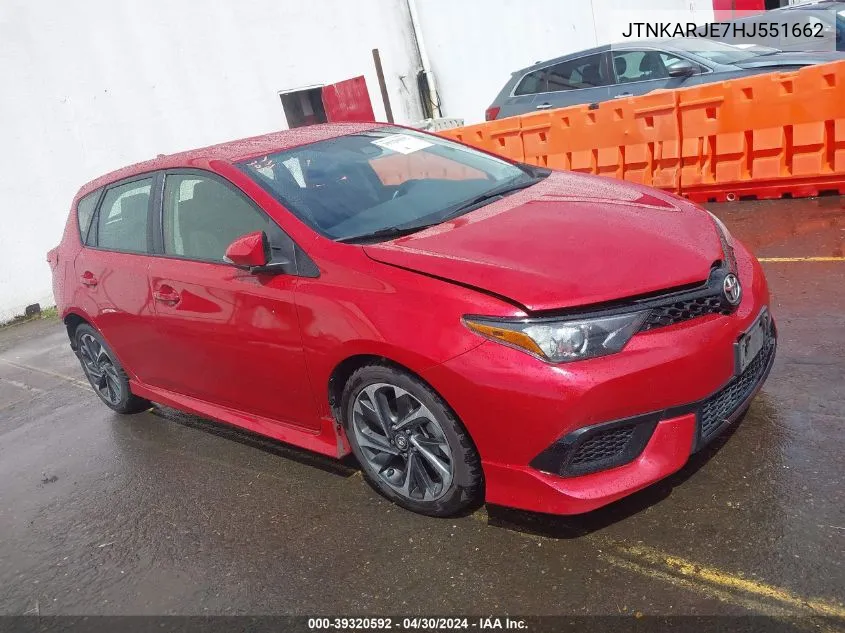 2017 Toyota Corolla Im VIN: JTNKARJE7HJ551662 Lot: 39320592