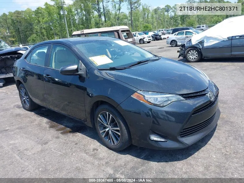 2017 Toyota Corolla Le VIN: 2T1BURHE2HC801371 Lot: 39367485