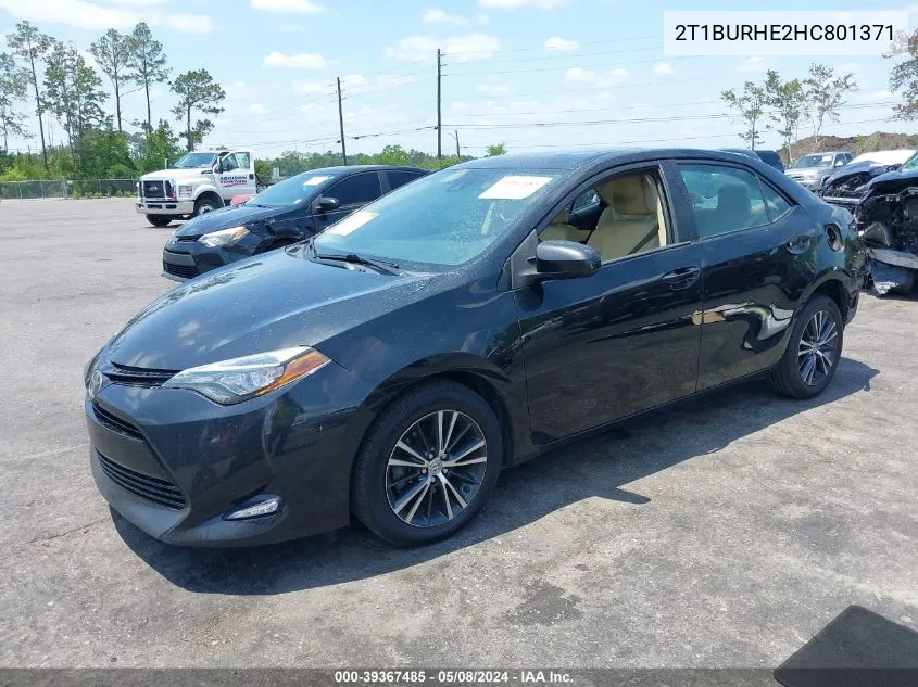 2017 Toyota Corolla Le VIN: 2T1BURHE2HC801371 Lot: 39367485