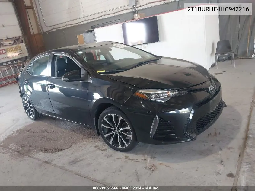 2017 Toyota Corolla Se VIN: 2T1BURHE4HC942216 Lot: 39525566