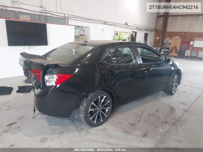 2017 Toyota Corolla Se VIN: 2T1BURHE4HC942216 Lot: 39525566