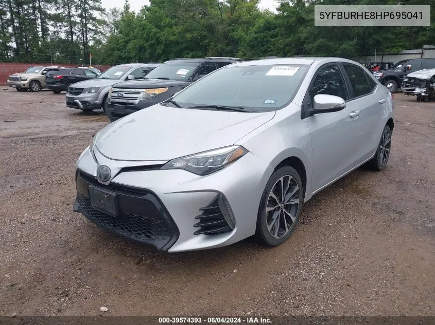 2017 Toyota Corolla Se VIN: 5YFBURHE8HP695041 Lot: 39574393