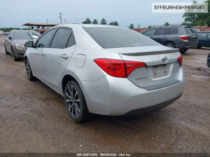 2017 Toyota Corolla Se VIN: 5YFBURHE8HP695041 Lot: 39574393