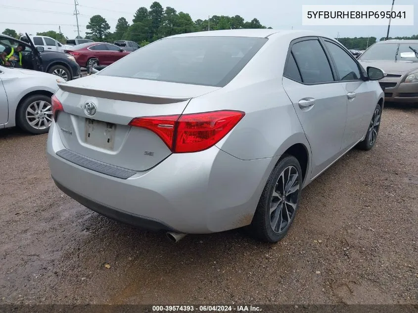 2017 Toyota Corolla Se VIN: 5YFBURHE8HP695041 Lot: 39574393