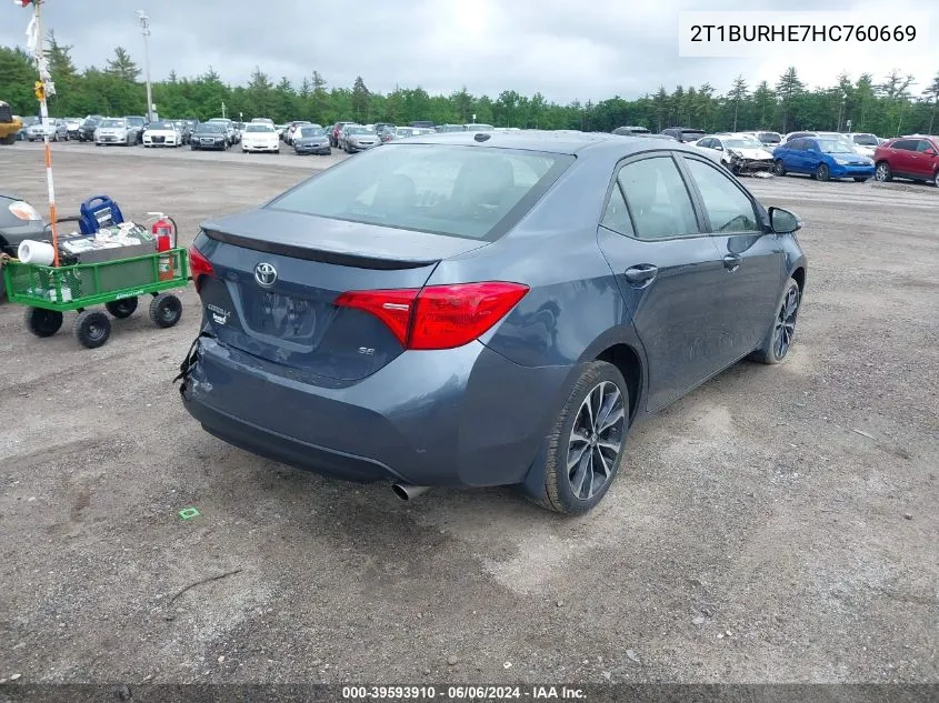 2017 Toyota Corolla Se VIN: 2T1BURHE7HC760669 Lot: 40490679