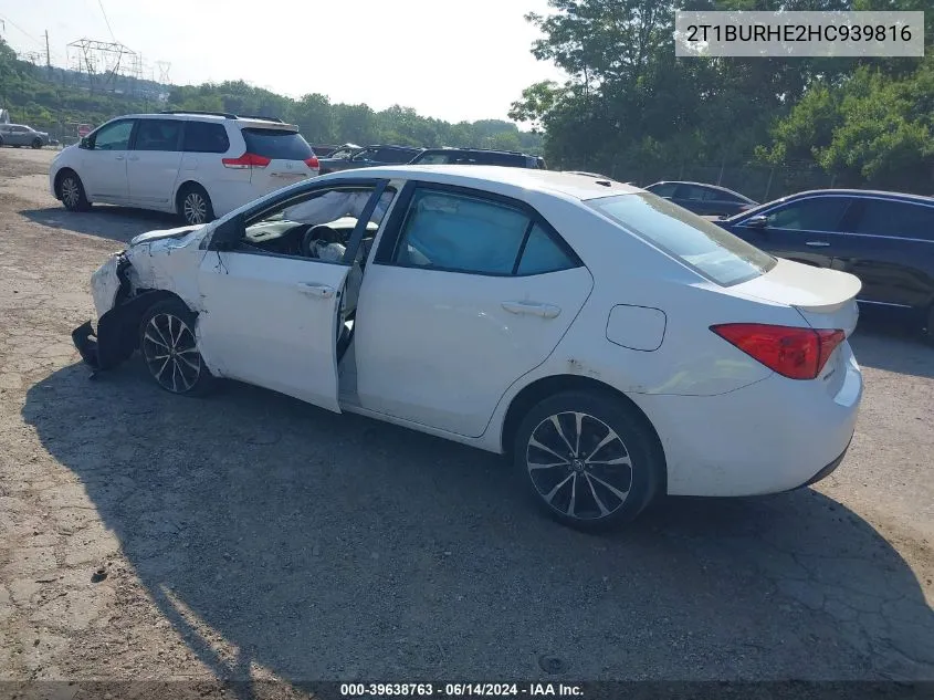 2017 Toyota Corolla Xse VIN: 2T1BURHE2HC939816 Lot: 39638763