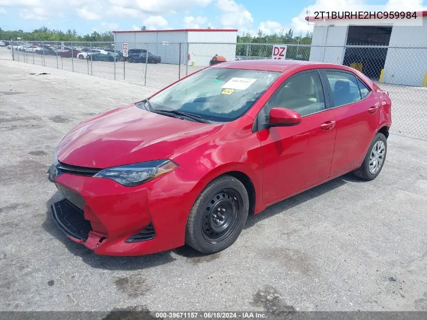 2017 Toyota Corolla Le VIN: 2T1BURHE2HC959984 Lot: 39671157