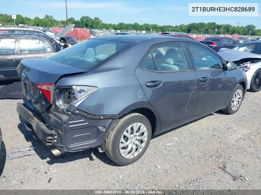 2017 Toyota Corolla L/Le/Xle/Se/Xse VIN: 2T1BURHE3HC828689 Lot: 39683910