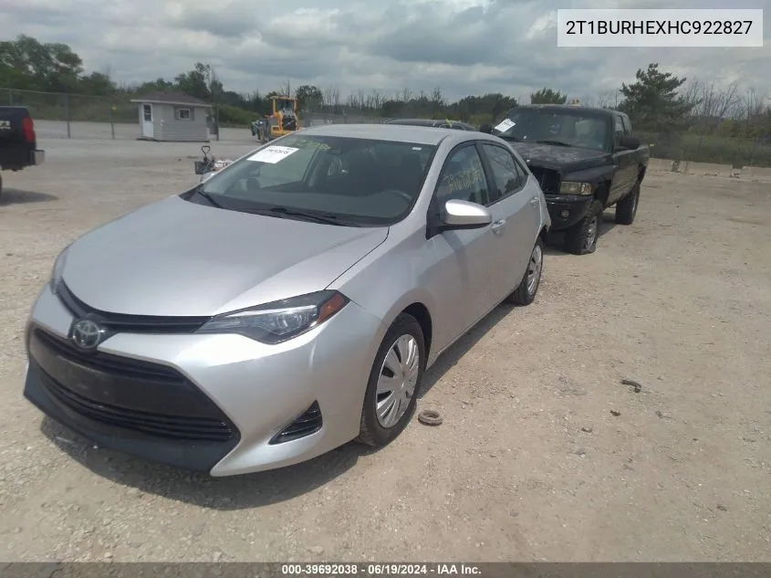 2T1BURHEXHC922827 2017 Toyota Corolla Le