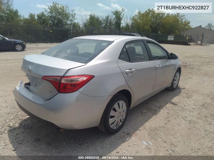 2T1BURHEXHC922827 2017 Toyota Corolla Le