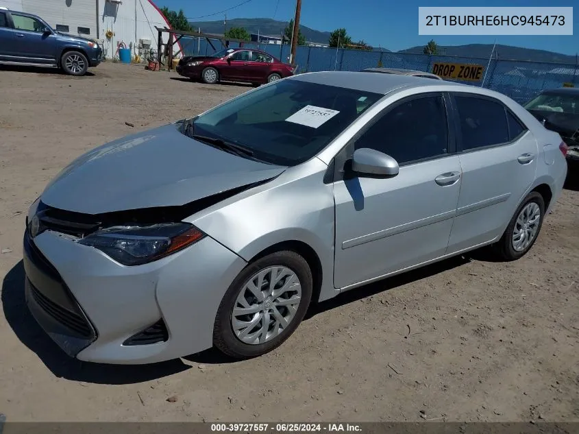 2017 Toyota Corolla Le VIN: 2T1BURHE6HC945473 Lot: 39727557