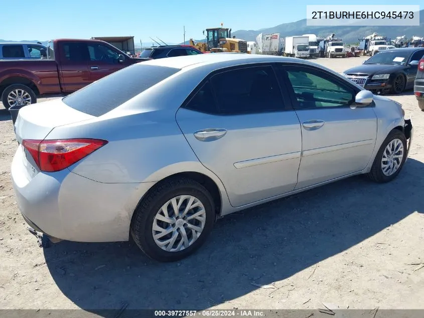 2017 Toyota Corolla Le VIN: 2T1BURHE6HC945473 Lot: 39727557