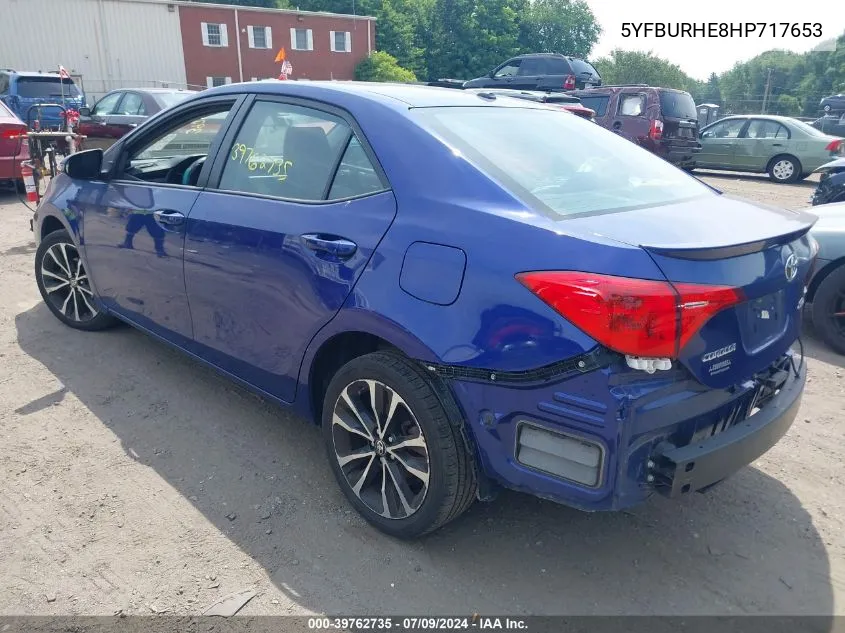 2017 Toyota Corolla Xse VIN: 5YFBURHE8HP717653 Lot: 39762735