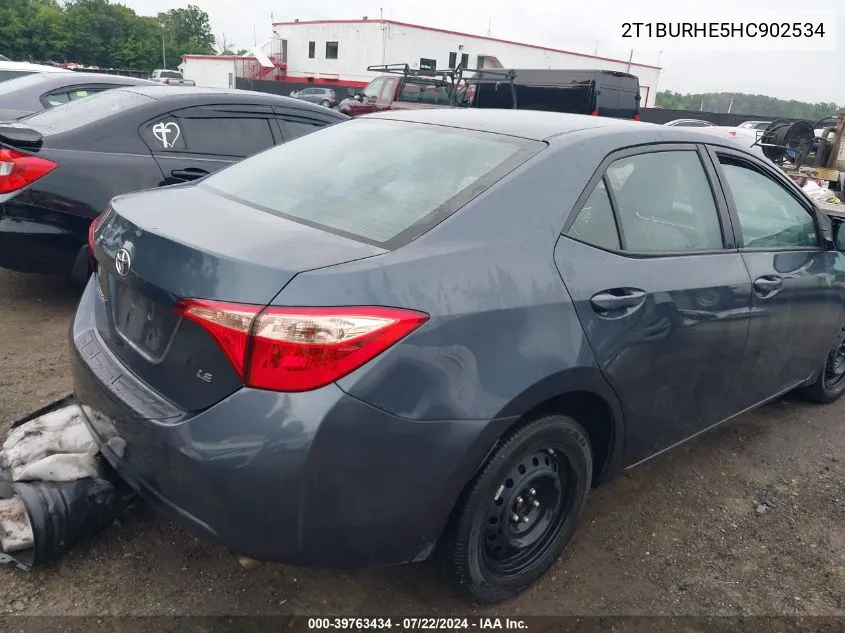 2017 Toyota Corolla Le VIN: 2T1BURHE5HC902534 Lot: 39763434