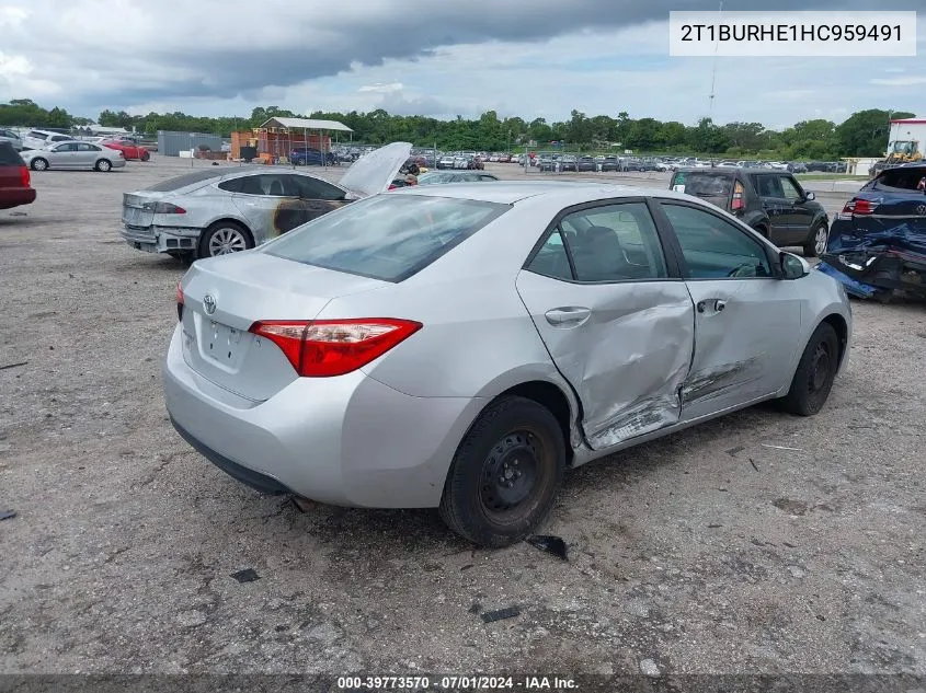 2017 Toyota Corolla L VIN: 2T1BURHE1HC959491 Lot: 39773570