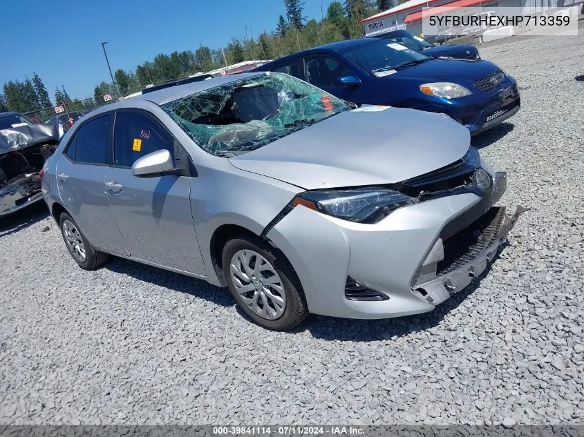 2017 Toyota Corolla Le VIN: 5YFBURHEXHP713359 Lot: 39841114