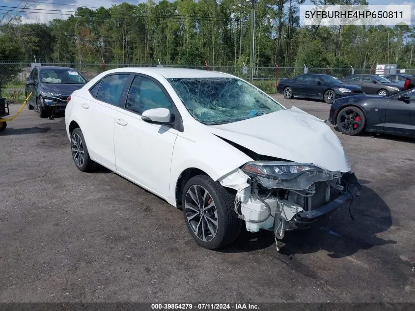 2017 Toyota Corolla Se VIN: 5YFBURHE4HP650811 Lot: 39854279