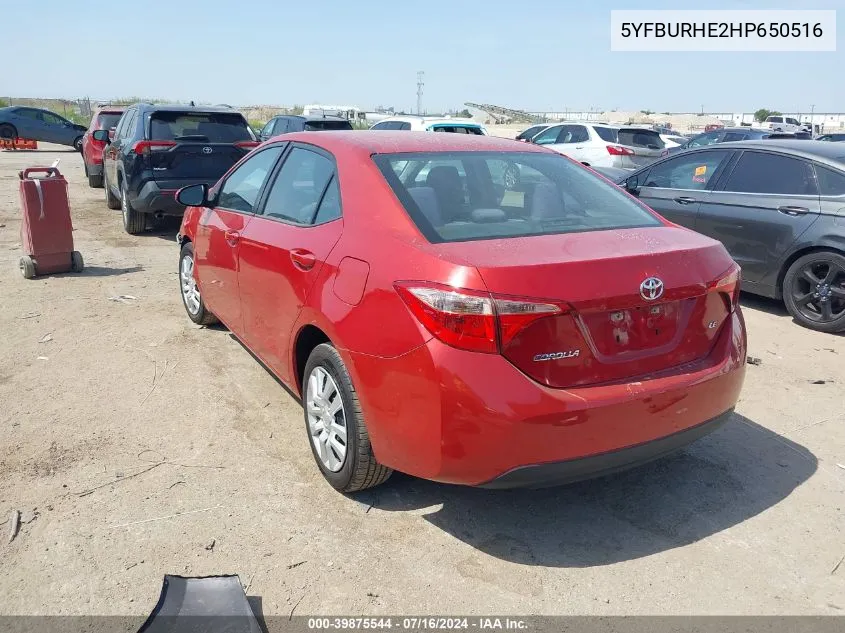 5YFBURHE2HP650516 2017 Toyota Corolla Le