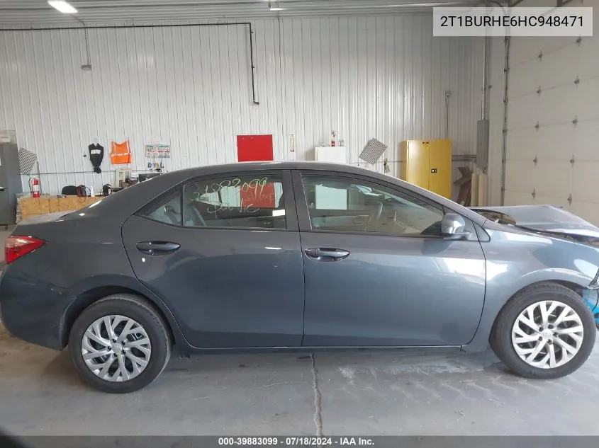 2017 Toyota Corolla Le VIN: 2T1BURHE6HC948471 Lot: 39883099