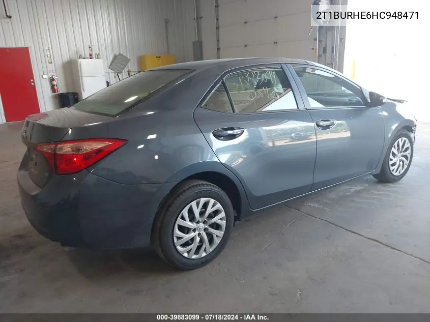 2017 Toyota Corolla Le VIN: 2T1BURHE6HC948471 Lot: 39883099