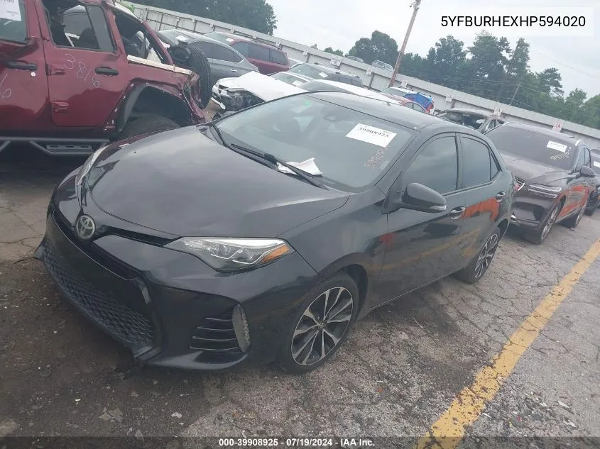 2017 Toyota Corolla Se VIN: 5YFBURHEXHP594020 Lot: 39908925