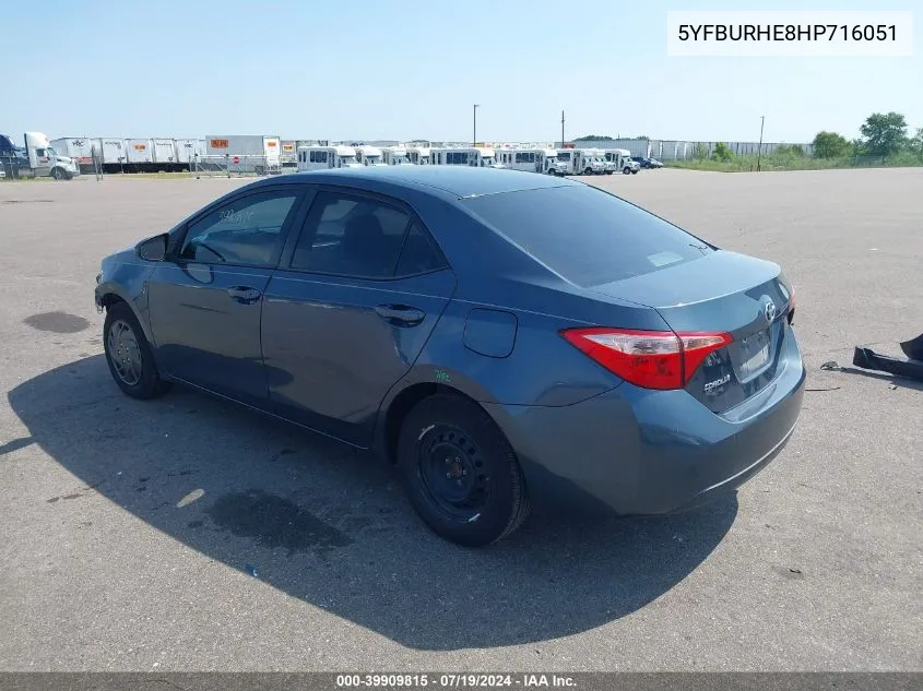 2017 Toyota Corolla L VIN: 5YFBURHE8HP716051 Lot: 39909815