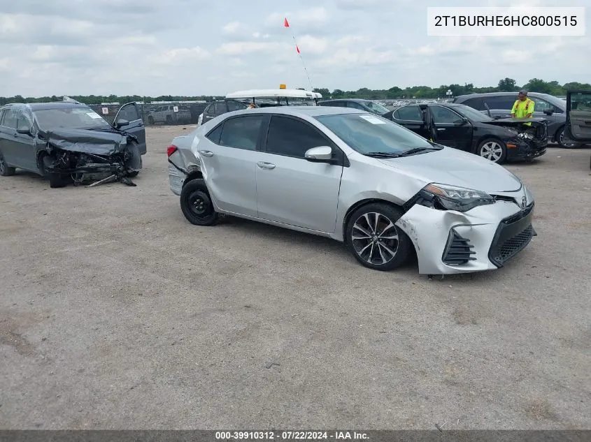 2017 Toyota Corolla Se VIN: 2T1BURHE6HC800515 Lot: 39910312